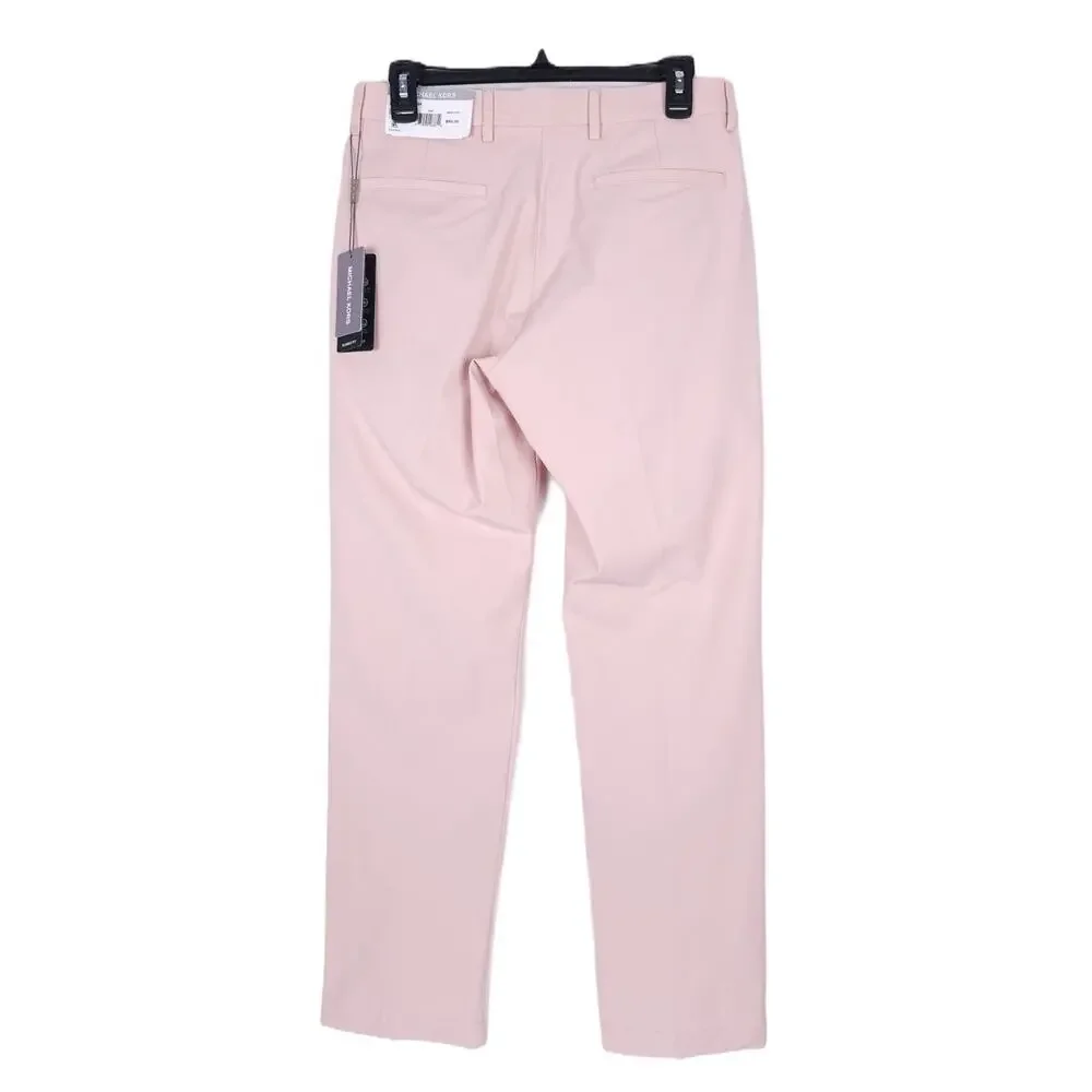 Michael Kors Mens Classic Fit Dress Pants 40x30 Pink Solid Stretch Cotton NWT